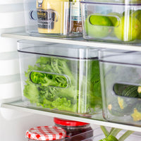Caja de almacenamiento apilable con tapa transparente mediana para frigorífico