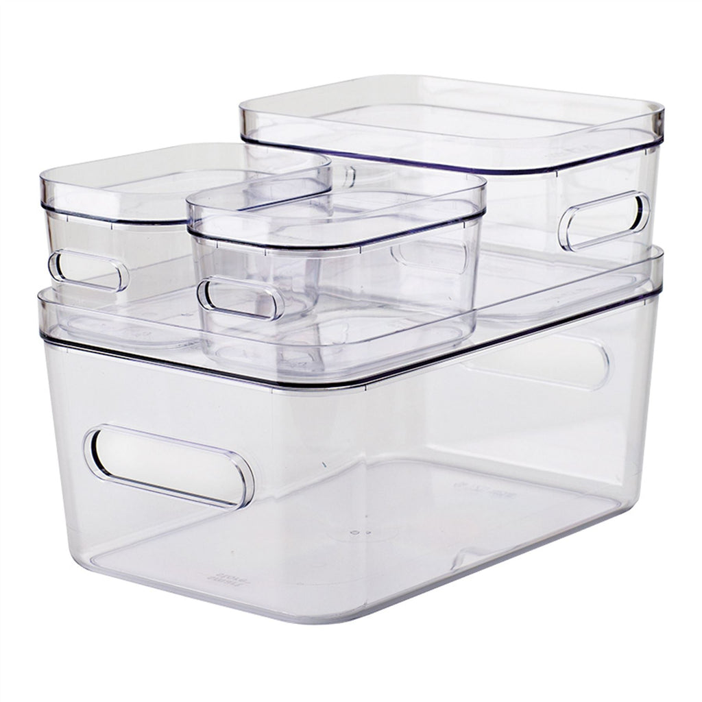 Clear Stacking Lidded Storage Box Bundle