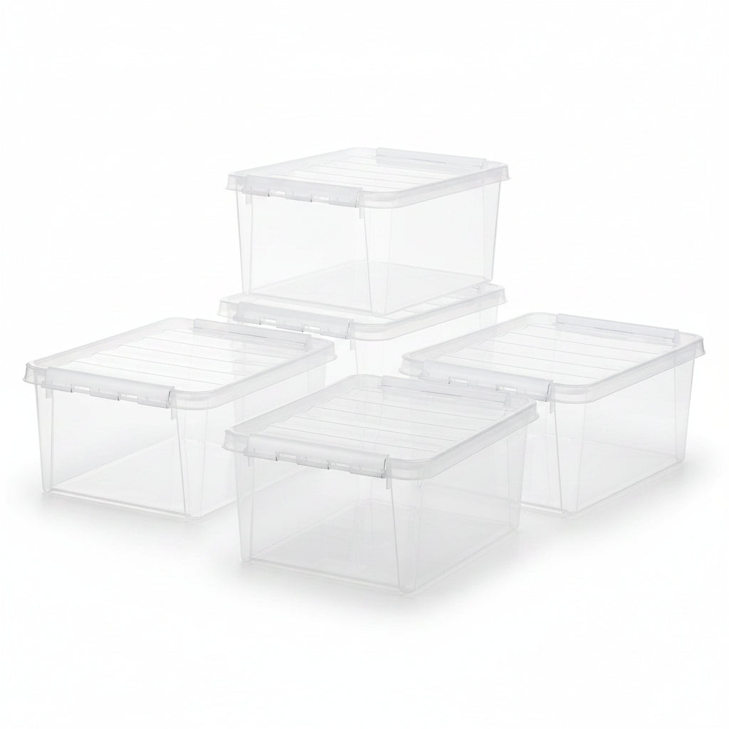 Classic 14L Plastic Storage Boxes – Set Of 5