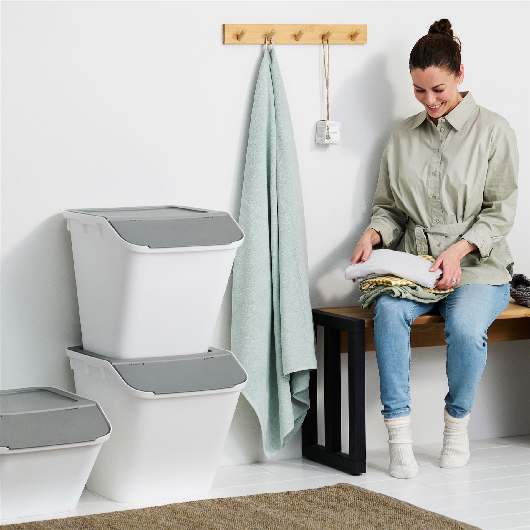 Collect Stacking Lidded Recycle Bin - Large