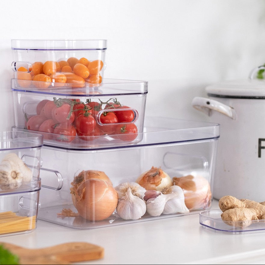 Contenedores de almacenamiento compactos y transparentes para cocina