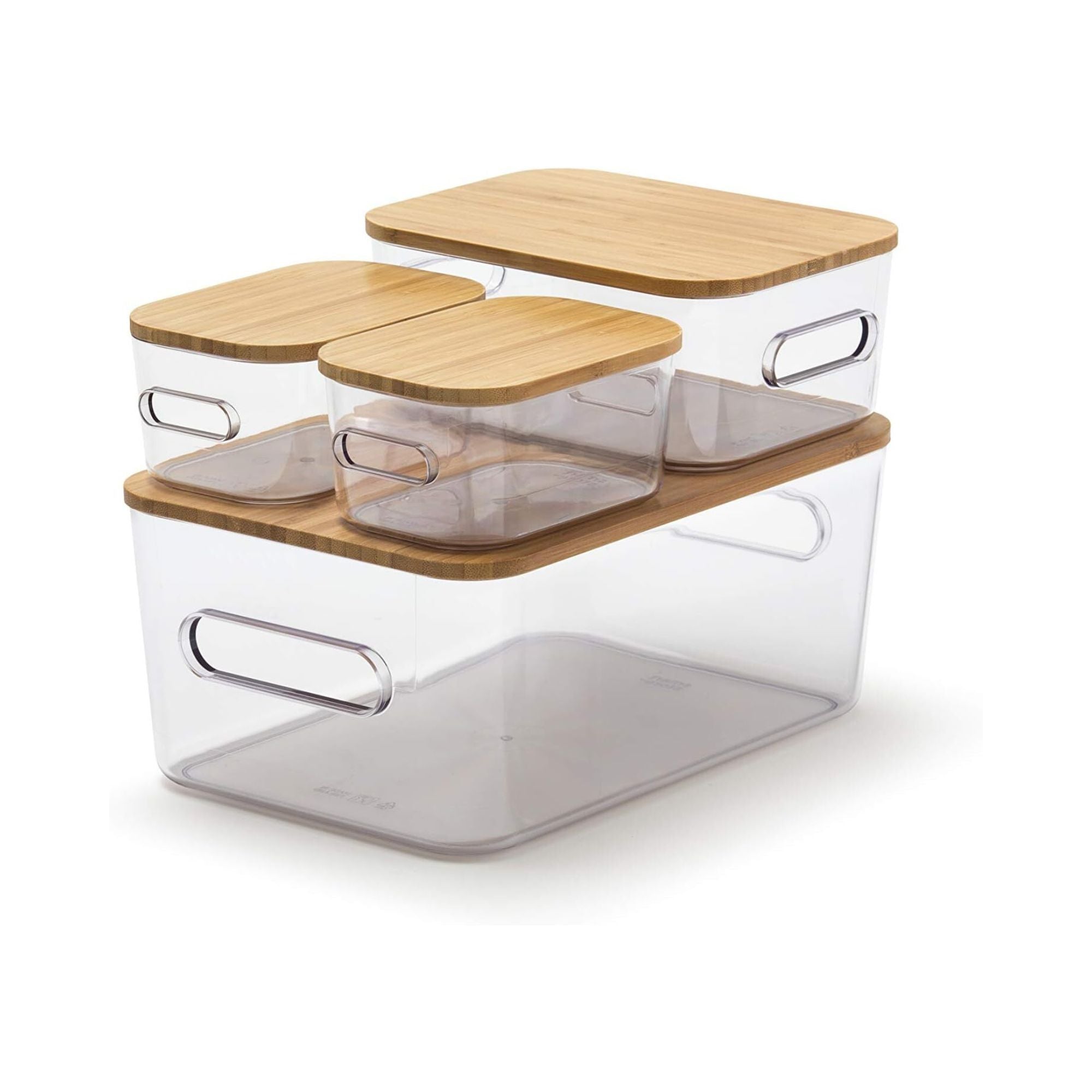 Clear Stacking Storage Box Bundle -Wood Lids