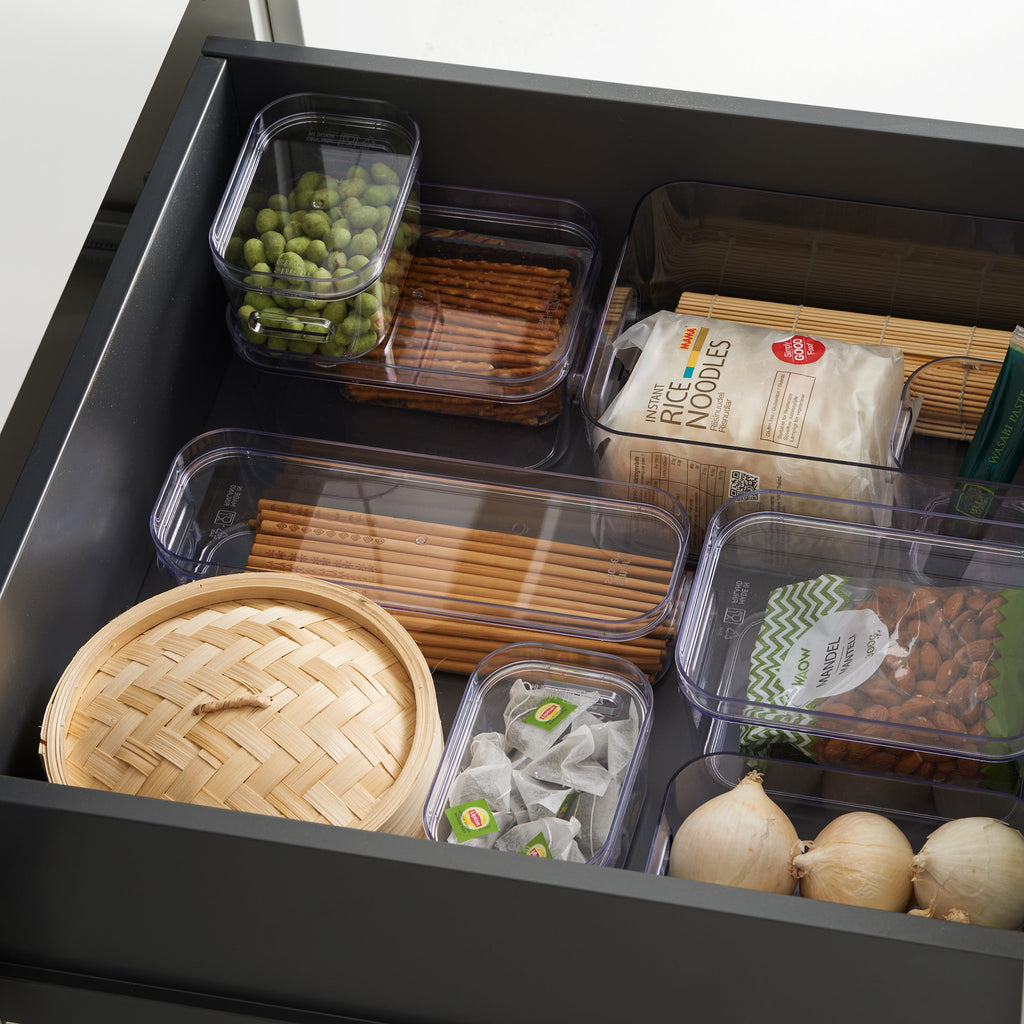 Caja de almacenamiento apilable con tapa delgada