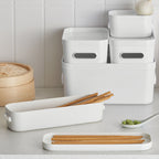 Slim Stacking Lidded Storage Box White