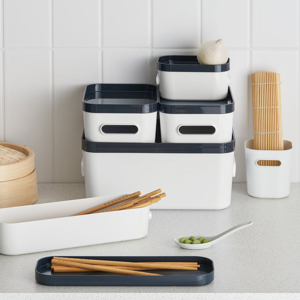 XS Stacking Lidded Storage Box White & Grey