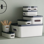 Large Stacking Lidded Storage Box White Grey