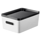 Large Stacking Lidded Storage Box White Grey