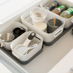 Juego de cajas de almacenamiento apilables con tapa, blancas y grises