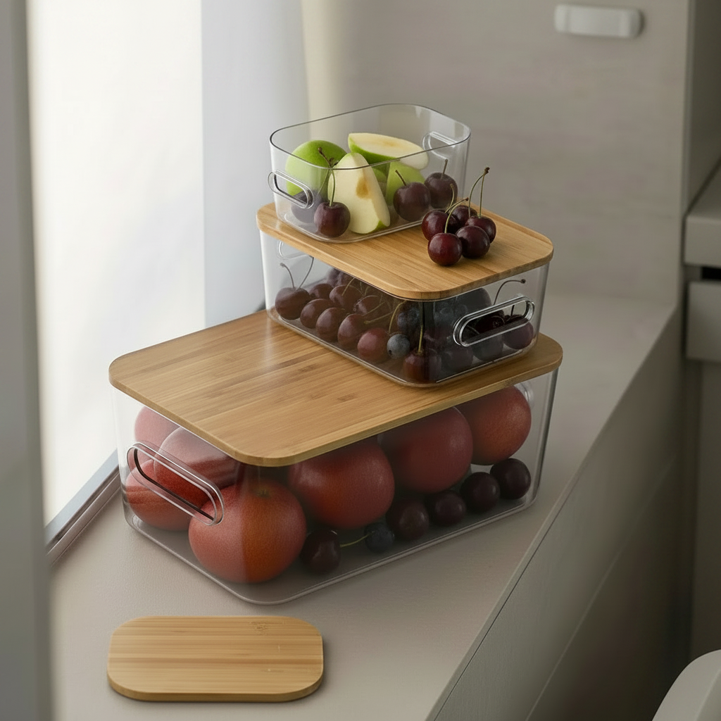 Caja apilable extrachica con tapa para frigorífico
